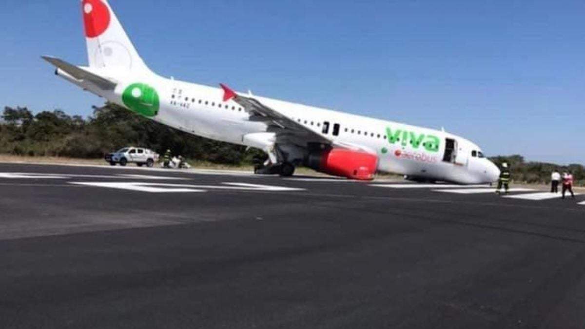 El avión se deslizó con la nariz por varios metros