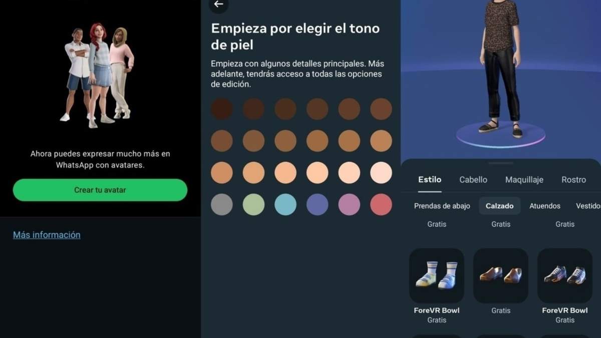 Interfaz de creación de avatares en WhatsApp