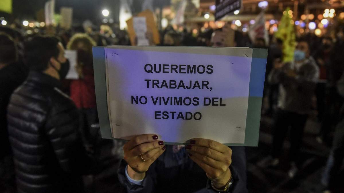 Protesta de comerciantes. Fuente: (Twitter)