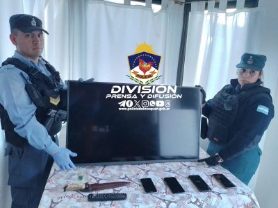 La Policía recuperó computadoras, televisores y otros artefactos en Junín de los Andes