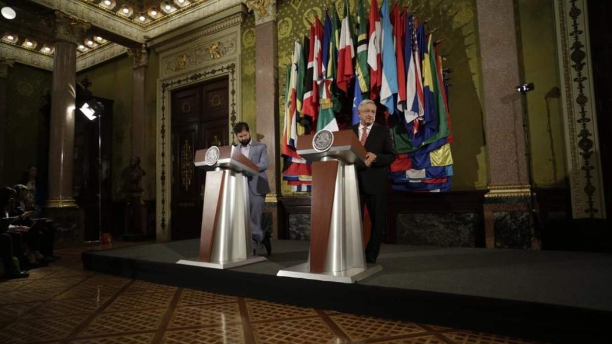 Los presidentes de Chile y México en Palacio Nacional