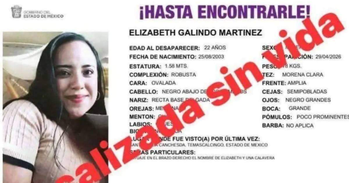 Elizabeth Galindo Martínez, de 22 años, quien contaba con reporte de desaparición en el Estado de México y fue localizada sin vida el 21 de mayo en las inmediaciones del fraccionamiento Parque Las Palmas, en Puerto Vallarta