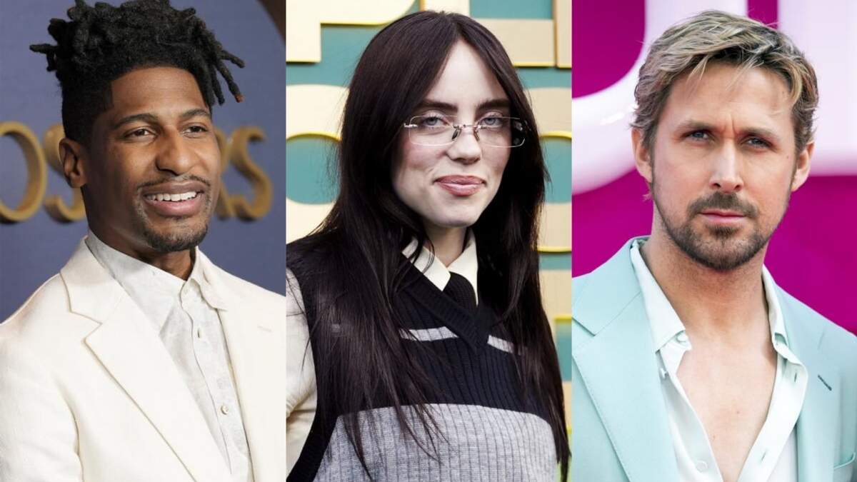 En esta combinación de fotografías Jon Batiste, izquierda, Billie Eilish, centro, y Ryan Gosling, quienes tendrán números musicales en los Oscar el 10 de marzo