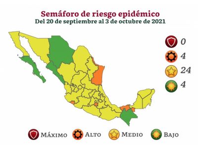 Así quedó el semáforo del 20 de septiembre al 3 de octubre: el país se pinta de amarillo