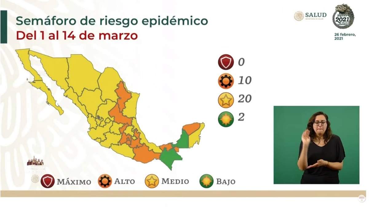 Ahora sólo 10 estados quedaron en naranja