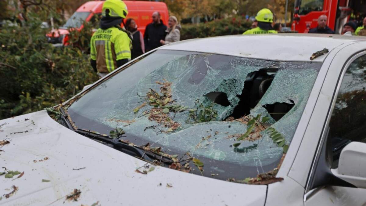 La tormenta Ciarán causa daños en los vidrios de un auto a su paso por Wernigerode, Alemania