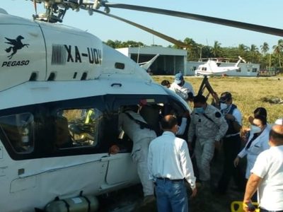 Un helicóptero sufre accidente en Dos Bocas, Tabasco; hay 5 lesionados