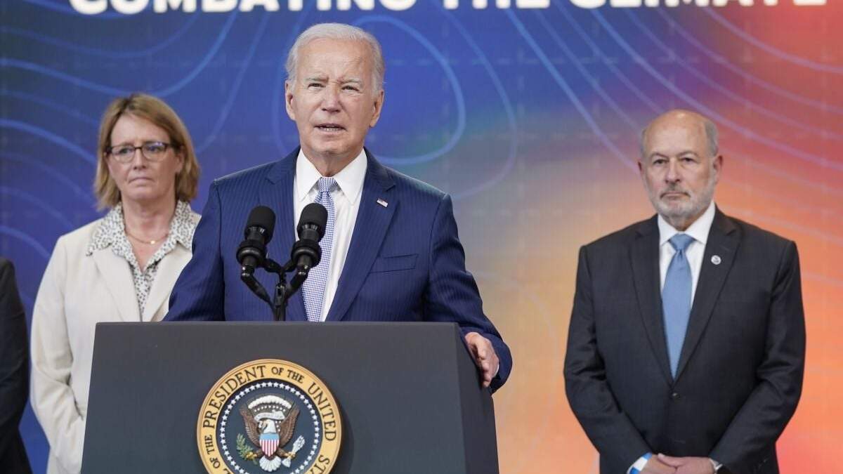 El presidente Joe Biden durante un evento para anunciar nuevas medidas dirigidas a ayudar a las comunidades a lidiar con el clima extremo, en la Casa Blanca