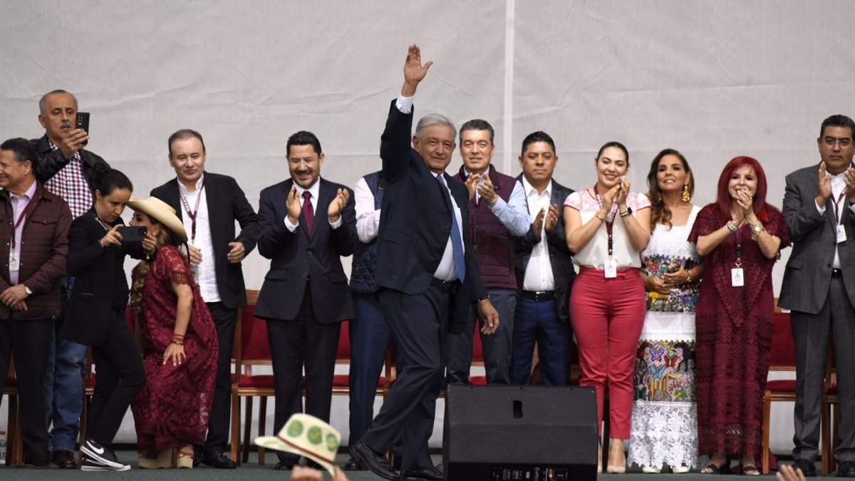 El presidente Andrés Manuel López Obrador en el Zócalo capitalino