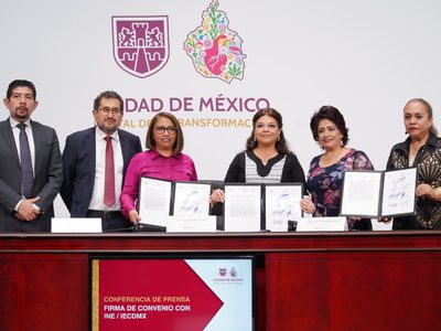 Brugada firma convenio con el IECM e INE para garantizar seguridad durante elección de juzgadores