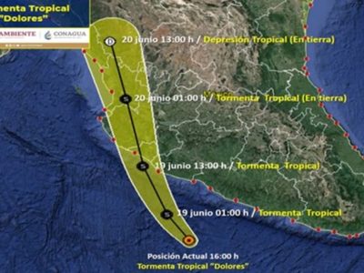 Conagua confirma la formación de la tormenta tropical "Dolores" en el Pacífico