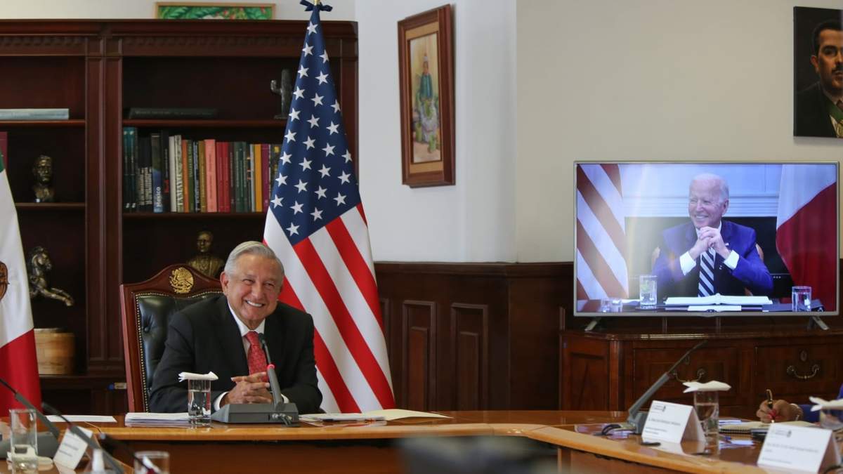 Reunión virtual de López Obrador y Biden en marzo pasado