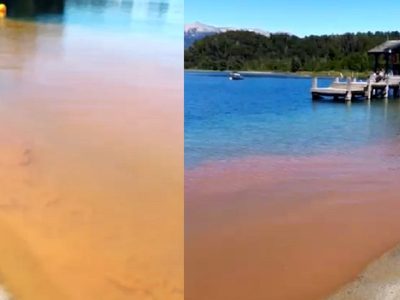 Volvieron las manchas en el lago Nahuel Huapi en Bahía las Balsas que aleja a residentes y turistas