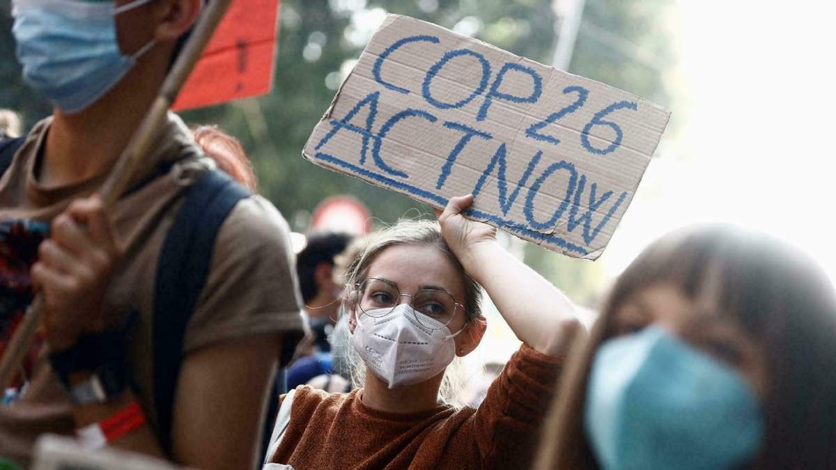 "COP26, actúen ahora", una protesta de jóvenes por la crisis climática de cara a la cumbre. Fuente: (Twitter)