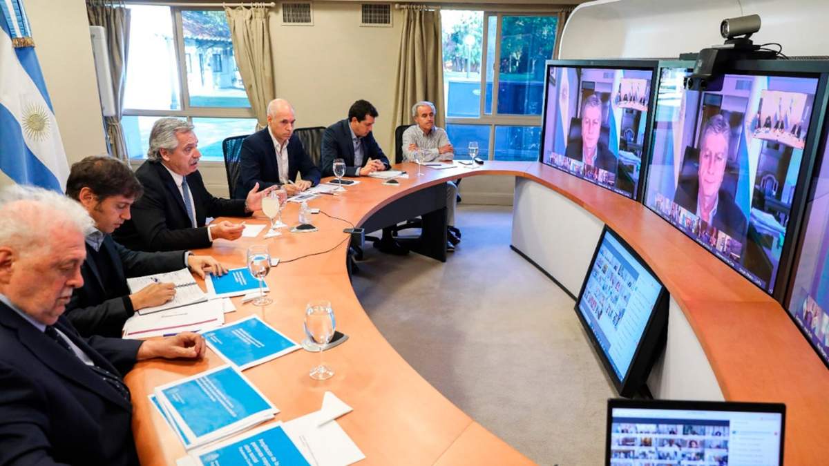 Videoconferencia entre Alberto Fernández y los gobernadores. Fuente: (Twitter)