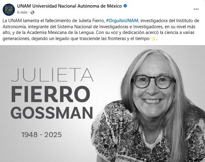 UNAM julieta fierro fallecimiento