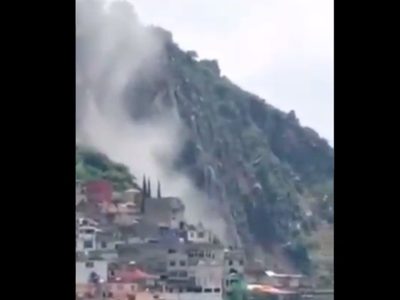 Captan en video un deslave en cerro de Ecatepec, en Edomex