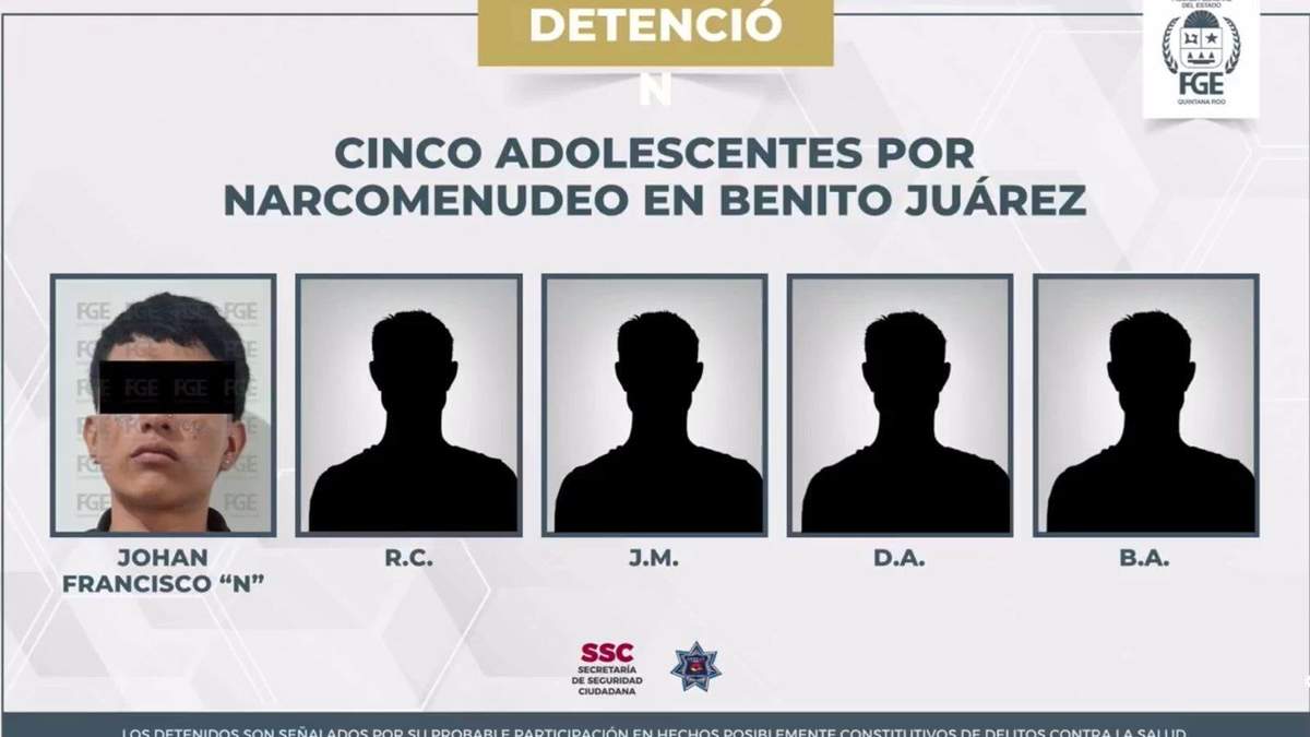 Cuatro menores de edad y un adulto, detenidos