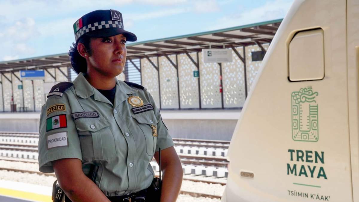 Vigilancia de la Guardia Nacional en el Tren Maya