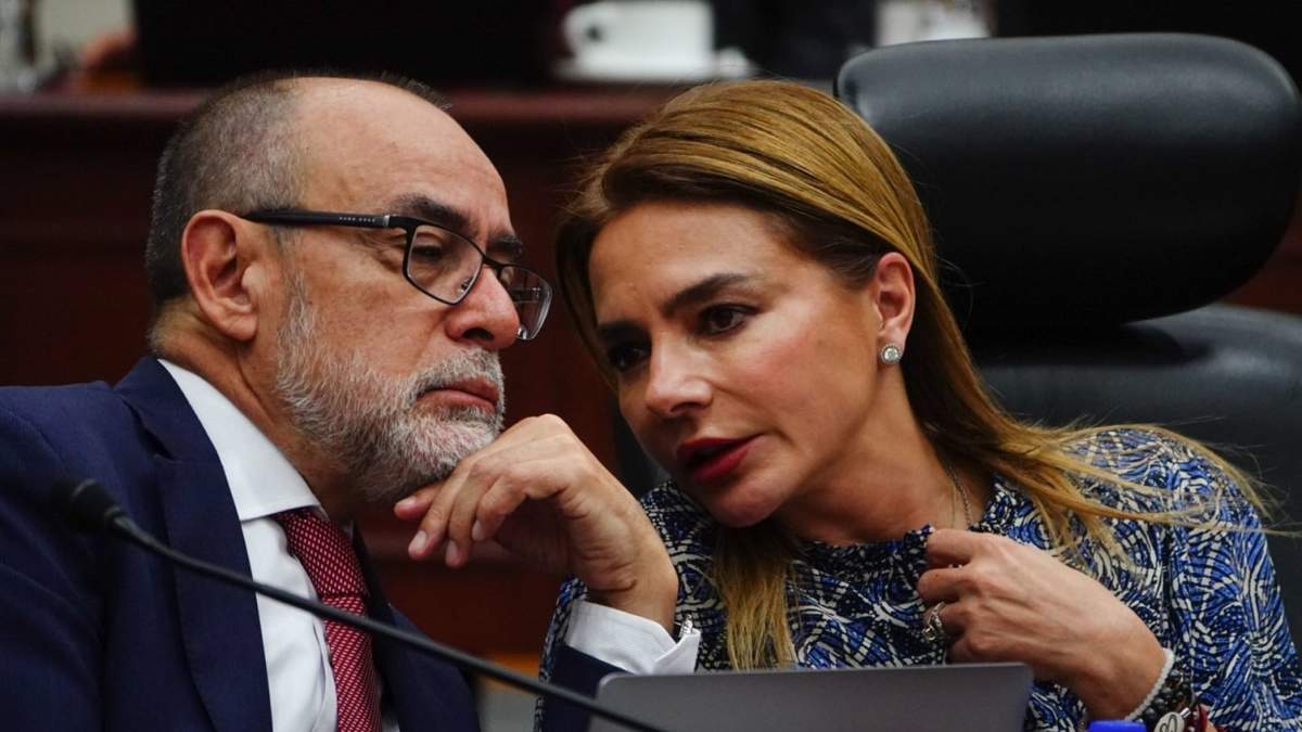 Los consejeros Jaime Rivera y Carla Humprey, durante la sesión extraordinaria