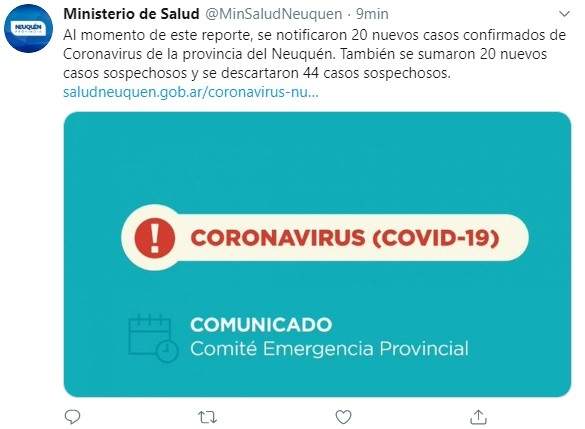 Tuit del Ministerio de Neuquén