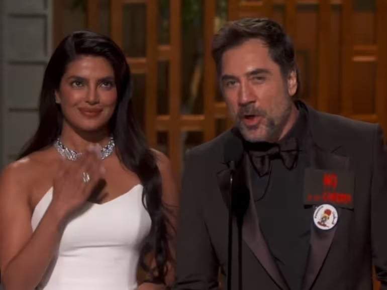 “No a la guerra y Palestina libre”: Javier Bardem durante los Oscar