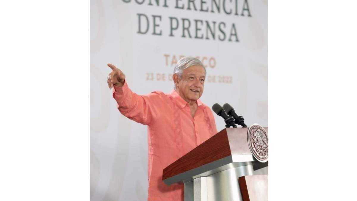 El presidente en su conferencia matutina desde Tabasco. 23 de diciembre de 2022