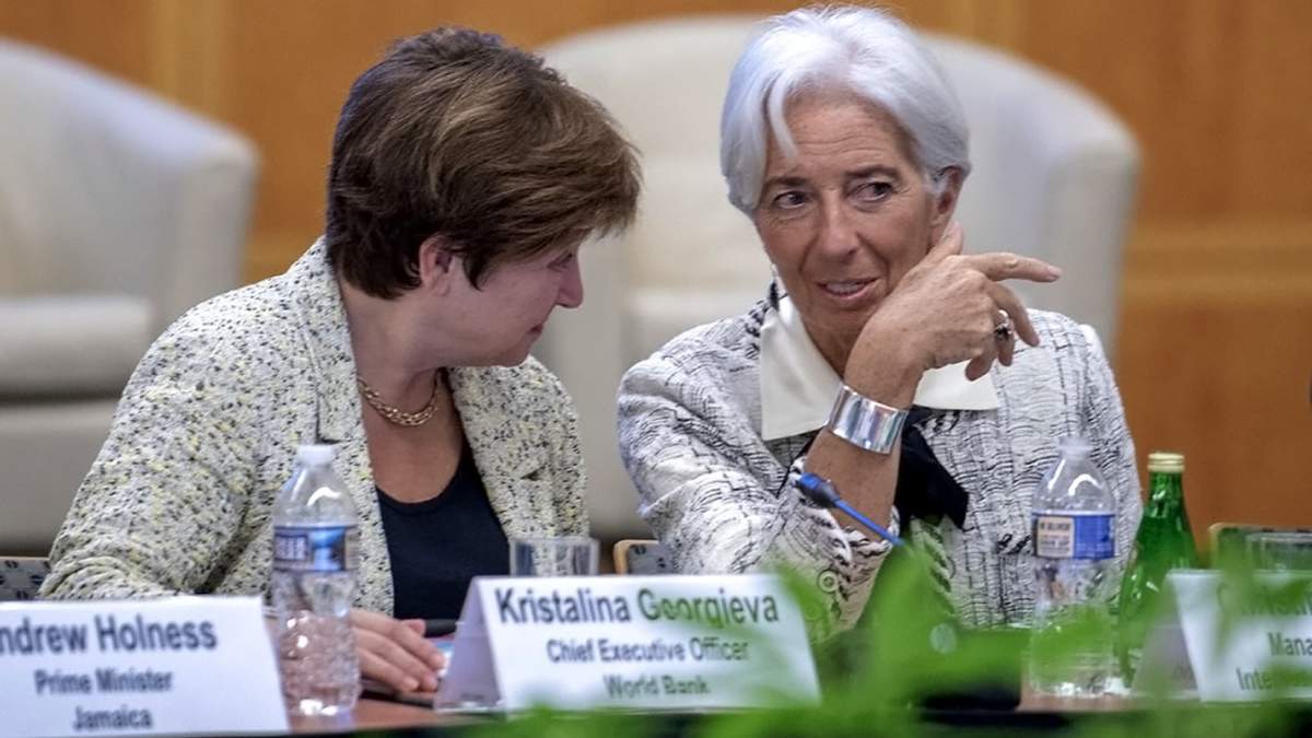 Kristalina Georgieva y Christine Lagarde, directora y ex directora del FMI, respectivamente. Fuente: (Twitter)