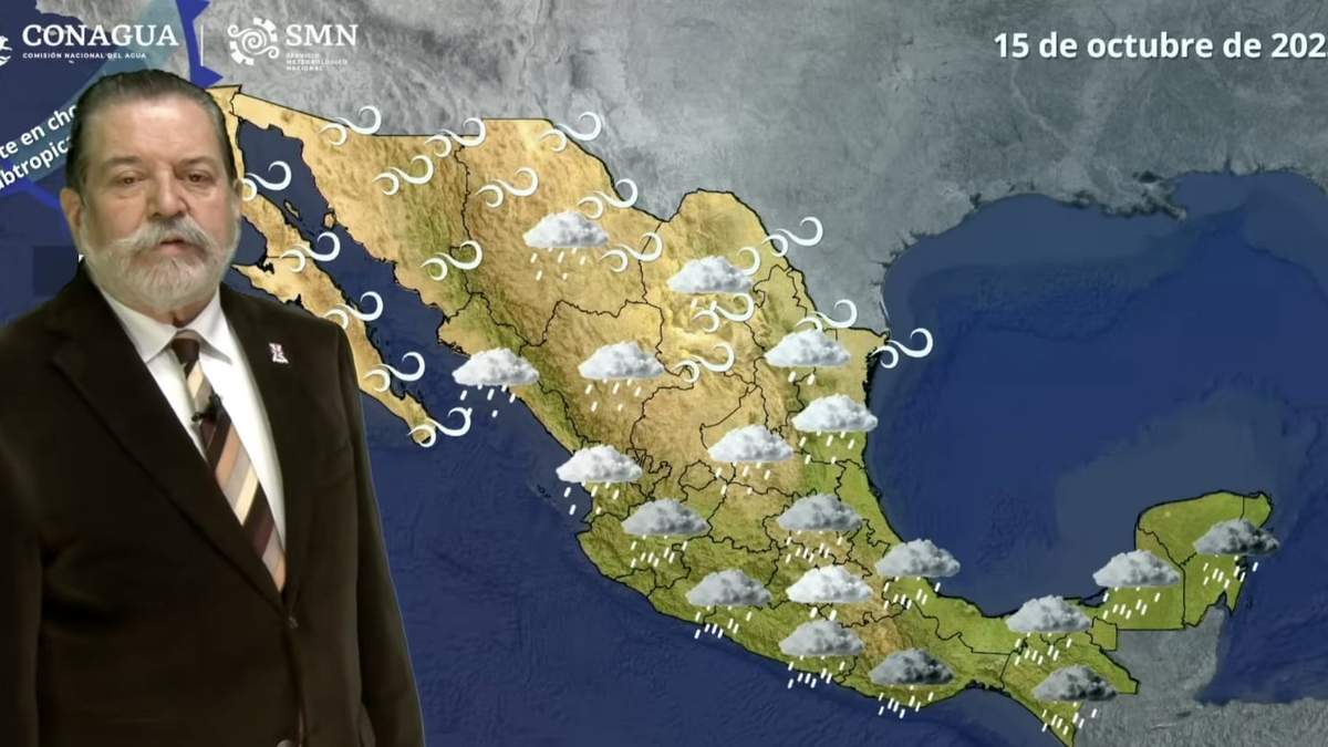 Pronóstico de vientos y lluvia para el 15 de octubre