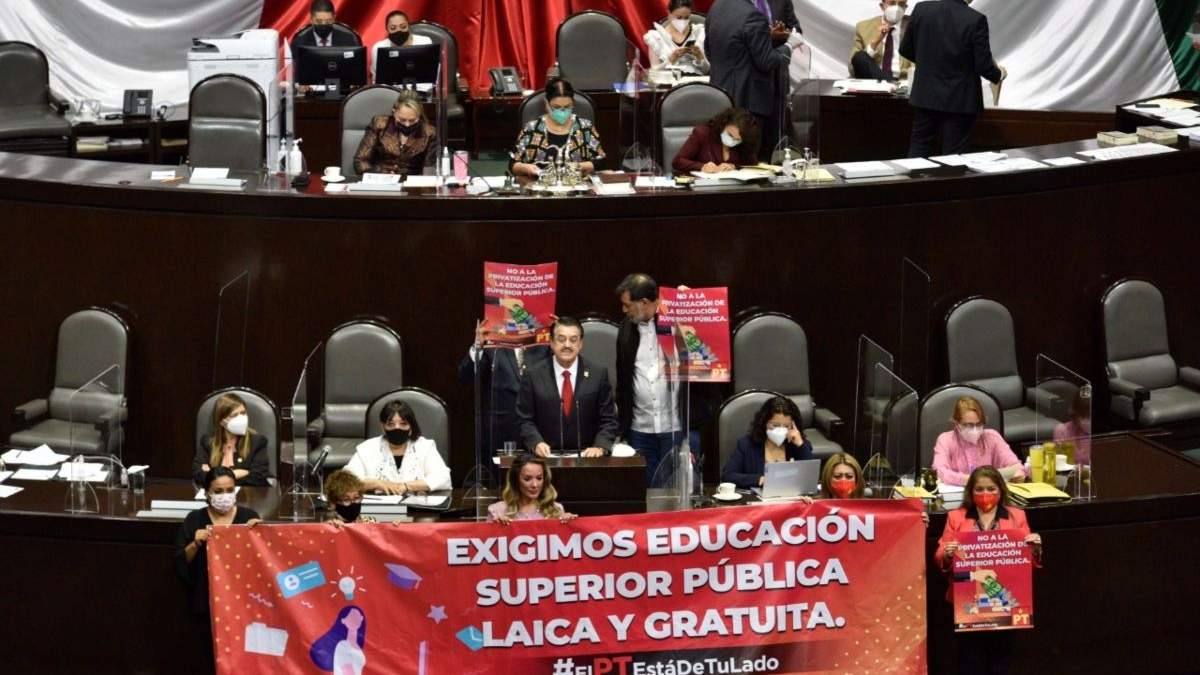 Protesta de la bancada del PT en la Cámara de Diputados