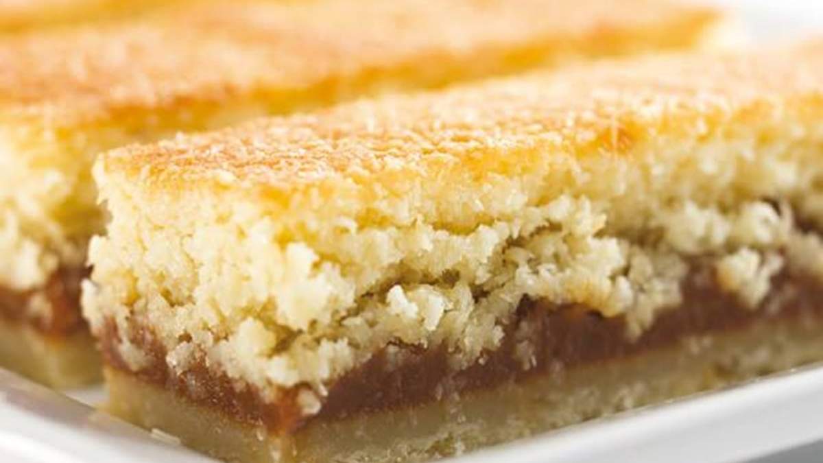 Barritas de coco y dulce de leche. Fuente: (Facebook)