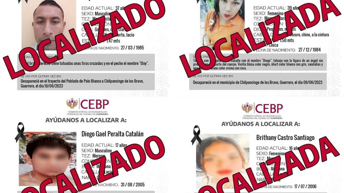 Cuatro de las siete víctimas halladas el sábado pasado en Chilpancingo