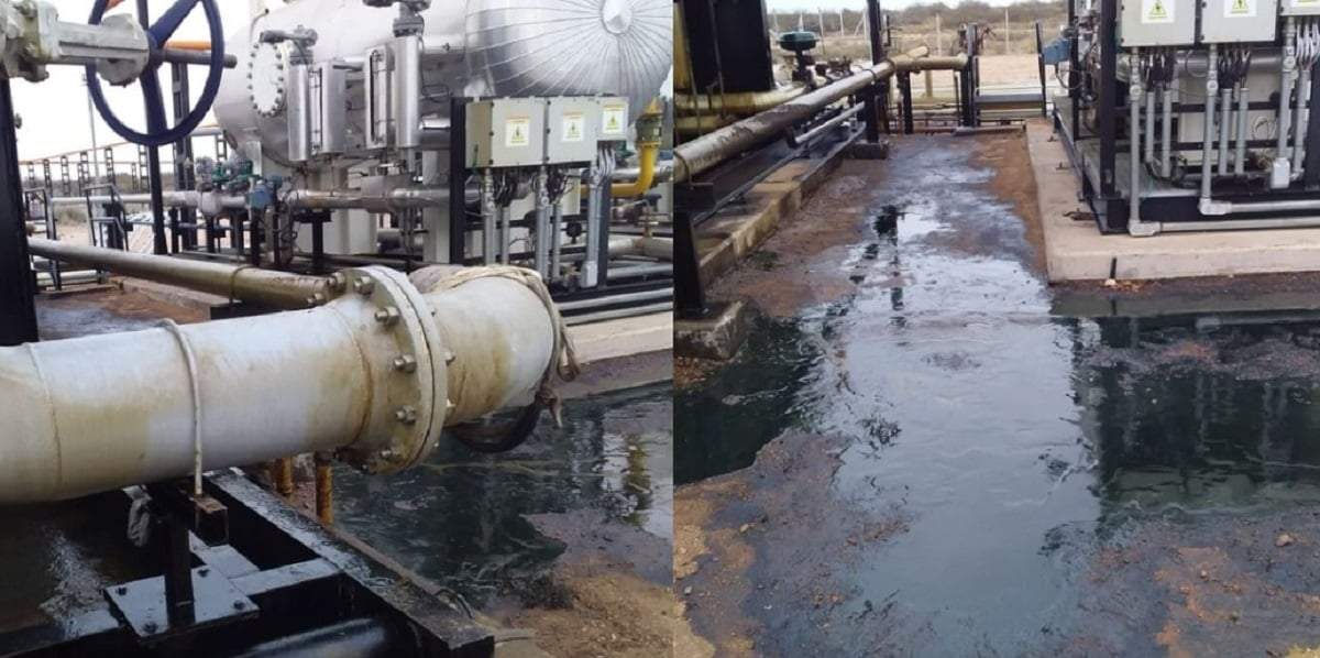 Derrame en las instalaciones del yacimiento Aguada Toledo. Fuente: (Am Cumbre)