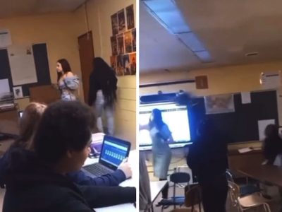 Alumna da sillazo en la cabeza a su maestra y la deja inconsciente (Video)