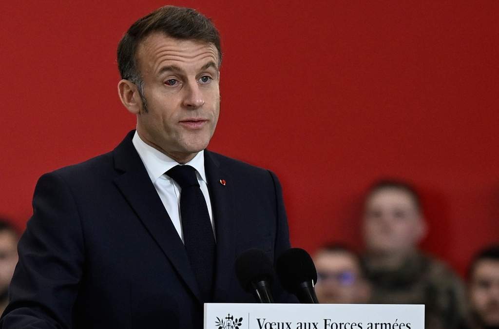 El presidente francés Emmanuel Macron da un discurso en la base militar Istres en el sur de Francia, el 15 de enero del 2026