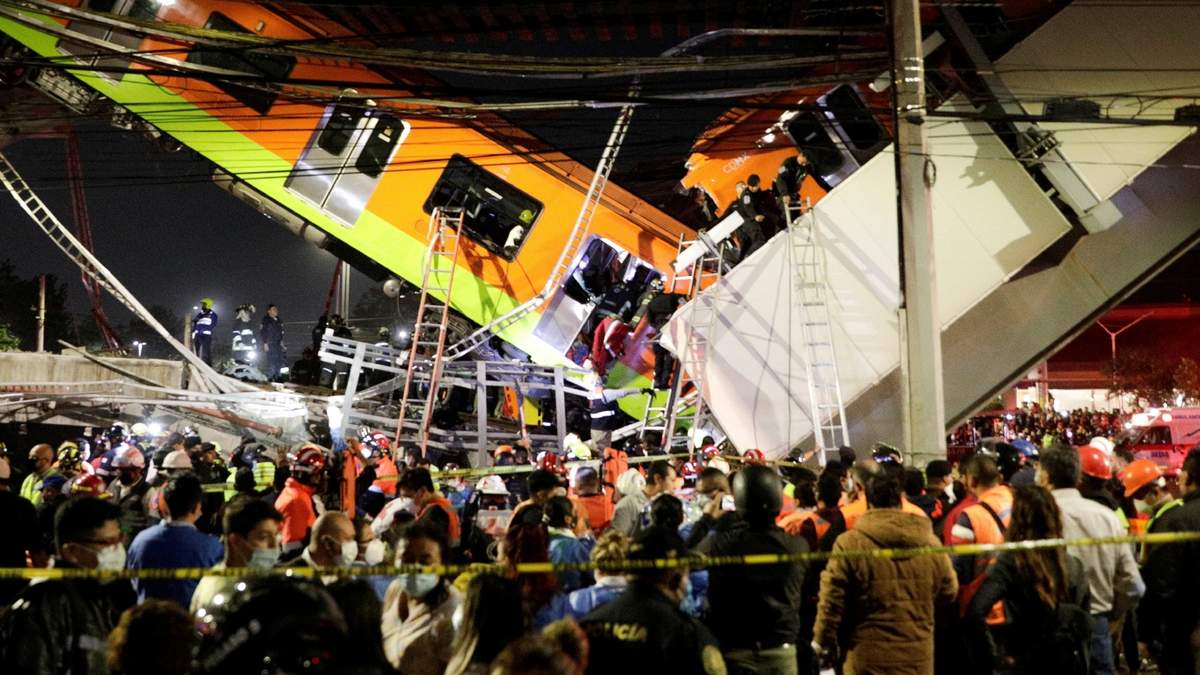 Imagen del tren siniestrado en la Ciudad de México. Fuente: (Twitter)