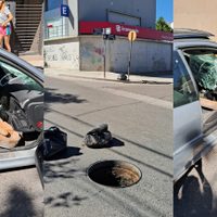 Una tapa de alcantarilla voló por los aires y cayó sobre el asiento de acompañante de un auto