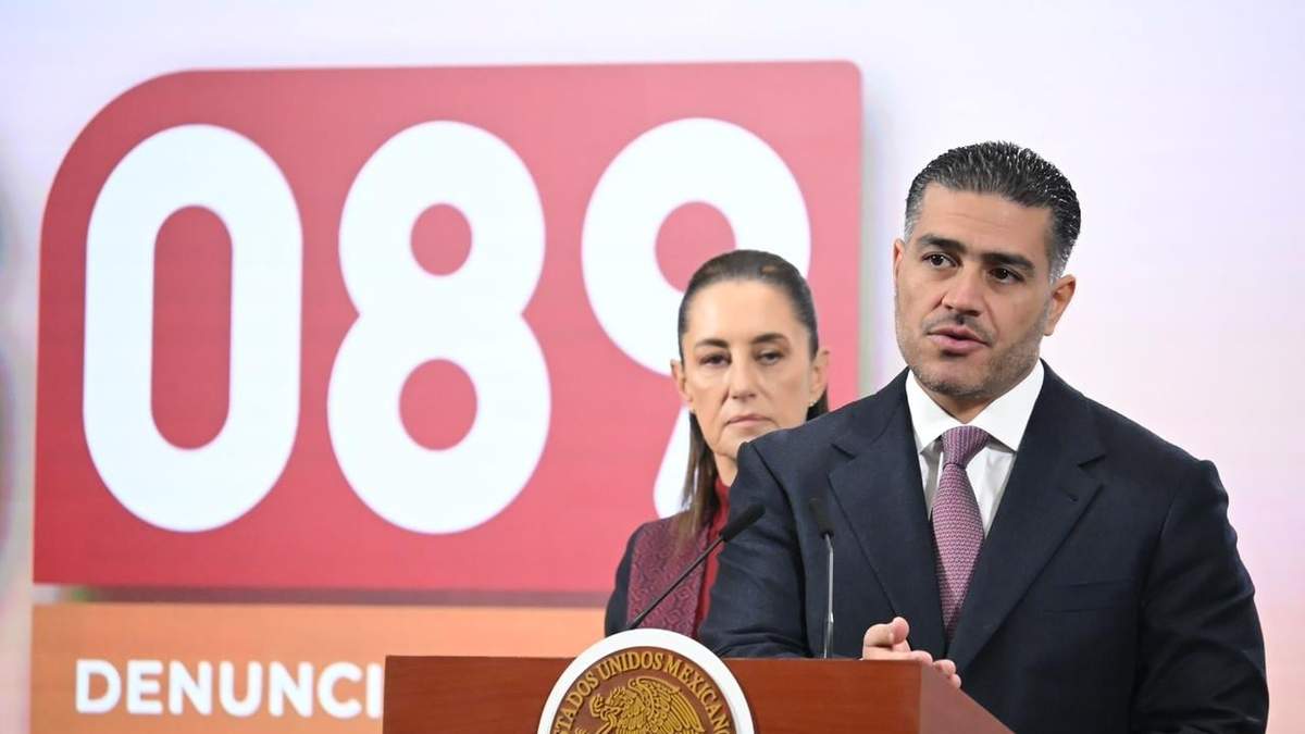 El secretario de Seguridad, Omar Garcia Harfuch, en la conferencia de la presidenta Claudia Sheinbaum