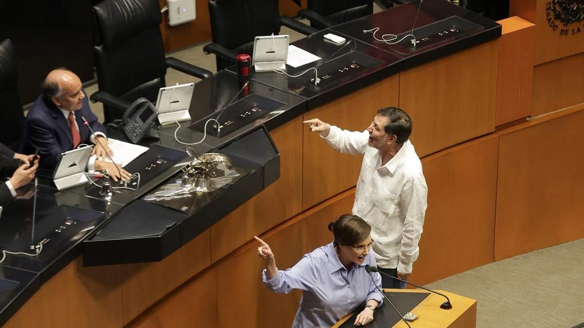 Manuel Añorve, Gerardo Fernández Noroña y Lilly Téllez en el Senado