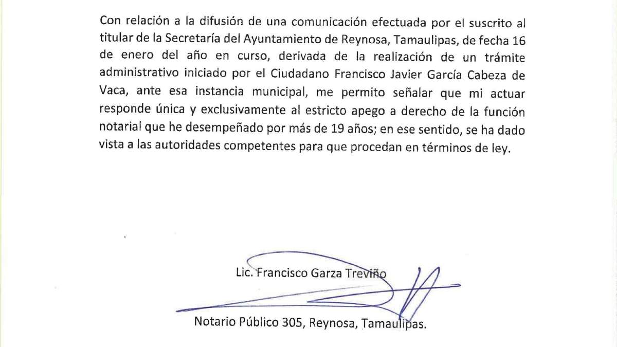 Ratifica notario que documento de Cabeza de Vaca es falso; presentan denuncia ante FGJ