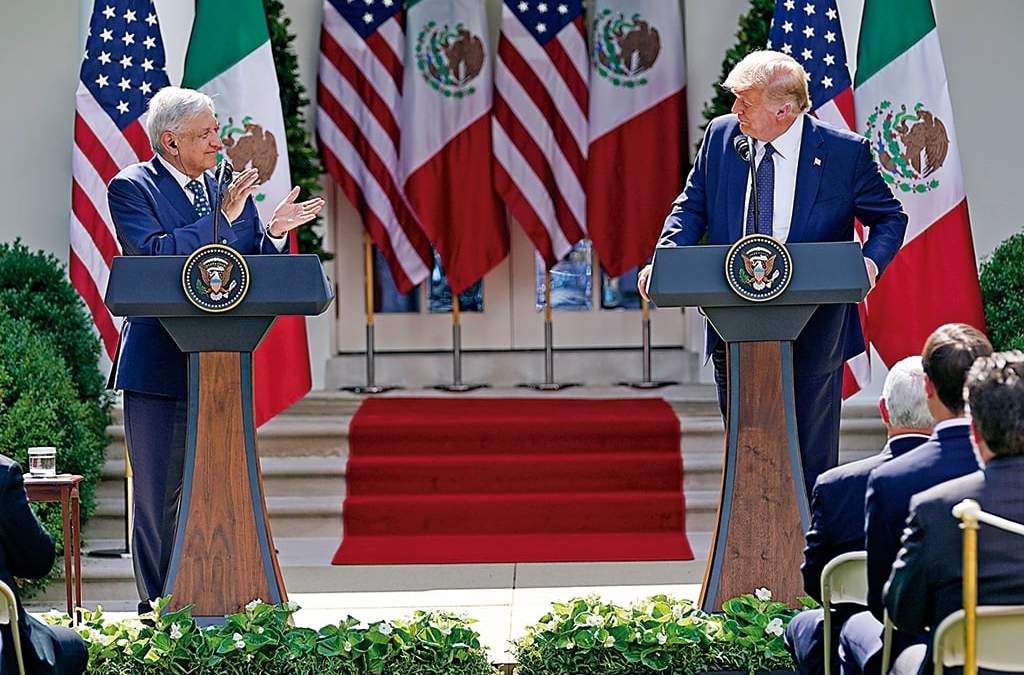 Andrés Manuel López Obrador en su visita a Donald Trump