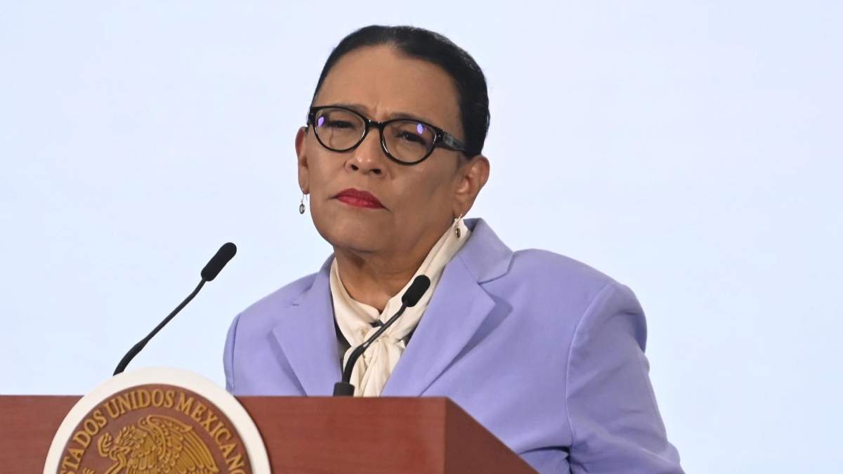 Rosa Icela Rodríguez, secretaria de gobernación, en conferencia
