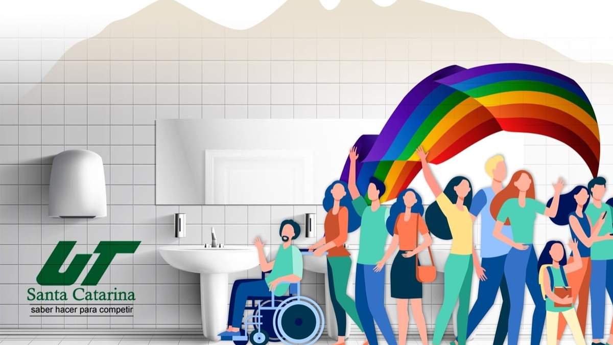 Baño estudiantil sin género, etiquetas e inclusivo