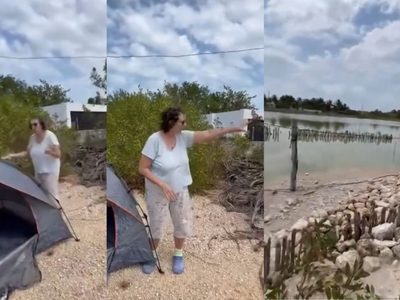 Extranjera impide el paso a mexicanos en playa de Yucatán