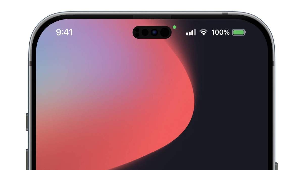 Diseño de cómo se vería el próximo teléfono con la perforación en forma de píldora