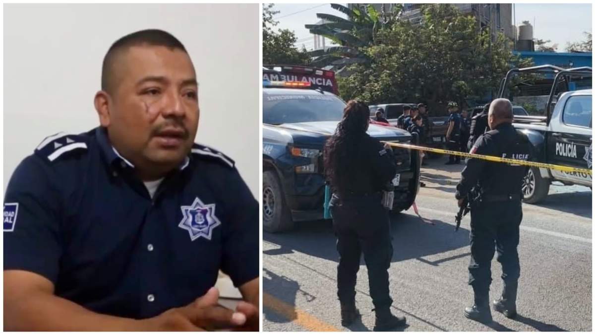 El exdirector de la Comisaría de Seguridad Pública de Puerto Vallarta, René Méndez Vázquez, y la escena de su asesinato