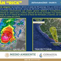El huracán Rick toca tierra como categoría 2 en La Unión de Isidoro Montes de Oca, Guerrero