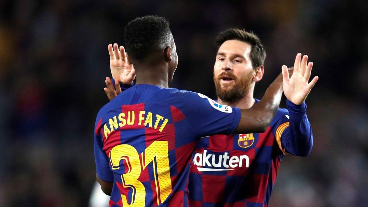 Ansu Fati y Messi. Fuente: (Twitter).