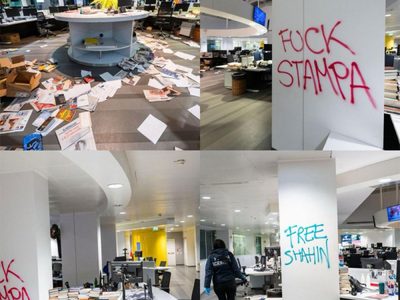 Activistas pro Palestina asaltaron y destrozaron la redacción de un diario italiano