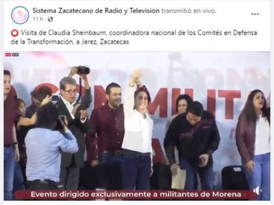Sistema Zacatecano de Radio y Tv modificó su programación para difundir acto de Sheinbaum
